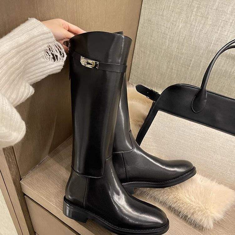 Boots Women's high boots but knee boots 2025 autumn and winter new thick-soled thin wide-tube knight boots long tube