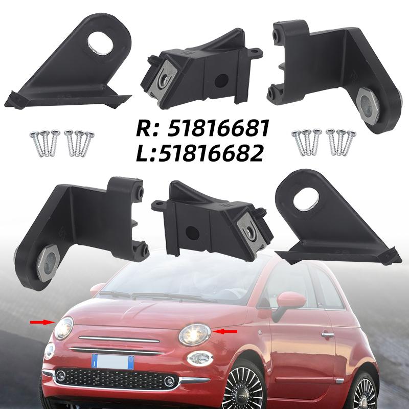 Car Front Left Right Headlight Mounting Bracket Black Headlight Bracket Repair Kit For Fiat 500 2007-2015 51816681 51816682