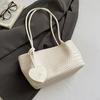 Woven Texture Shoulder Bag with Long Handle and Soft Structure for Summer Casual Wear