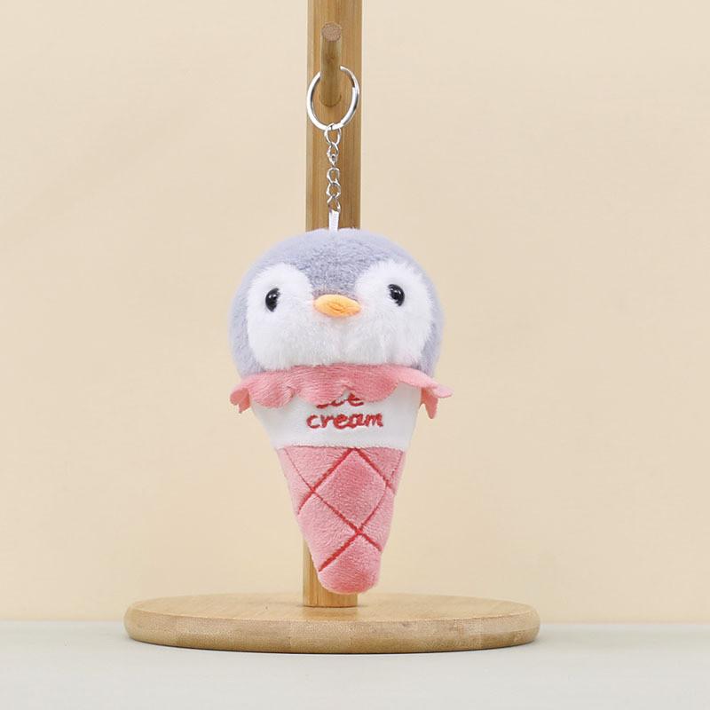 Cute Cream Ice Penguin Plush Pendant Keyring With Embroidered Design Letters