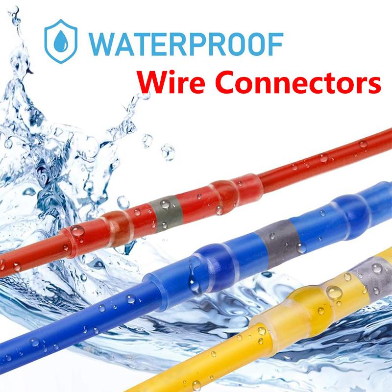 50/1000Pcs Heat Shrink Butt Crimp Terminals Waterproof Solder Thermal Casing Seal Electrical Cable Wire Connector for Car Marine