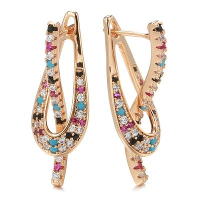Luxury Drop Earrings with Multi Color Zircon Statement Γυναικείο κόσμημα Wedding Party