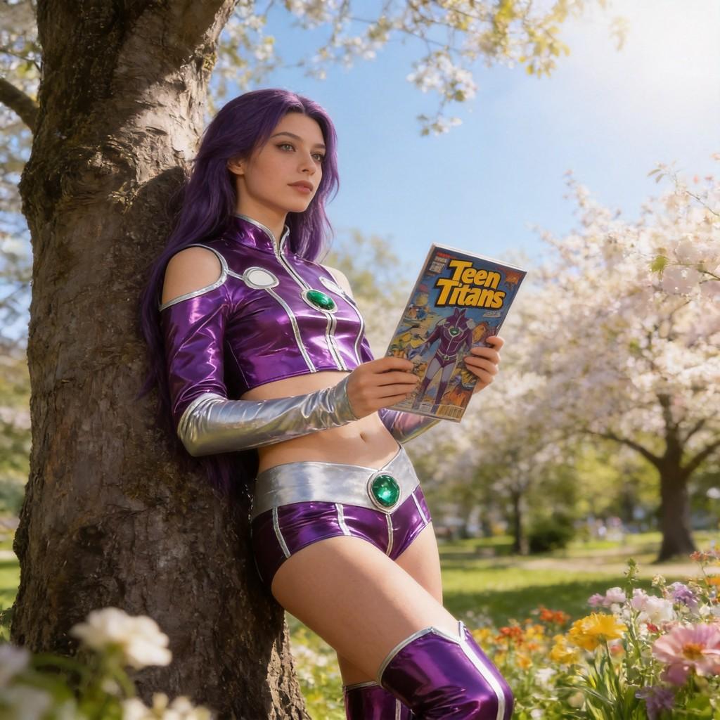 Teen Titans Starfire Cosplay Costume With Spandex Material For Women Anime Role Play