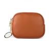 Faux Leather Coin Purse Rounded Coin Pouch Zippered Change Purse with Key Ring