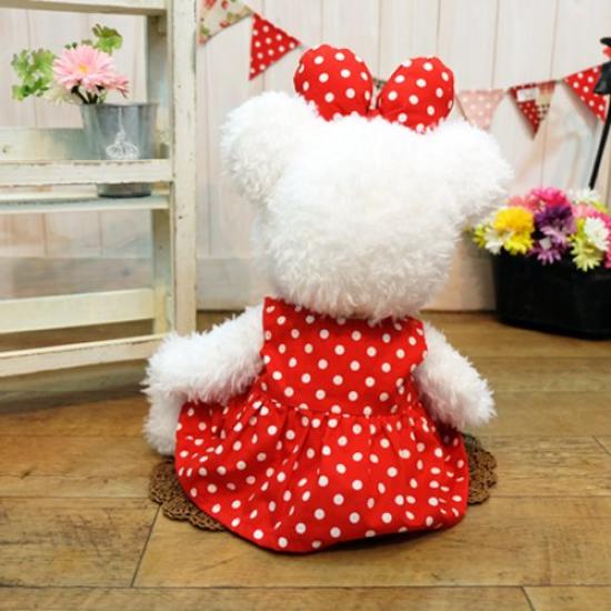 cushu cush UniBear Costume Red Polka Dot Sleeveless Dress Ribbon Size Small &