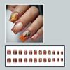 Fall Press On Nails Short Square Fake Nails with Design Glitter Full Cover Pumpkins Thanksgiving Nails Autumn Maple Leaf False Nails Reusable