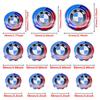 Car Joint Model Logo Front Hood Emblem 82mm+Rear Badge 74mm+Wheel Hub Cap 68mm+56mm Steering Wheel Sticker 45mm For All M