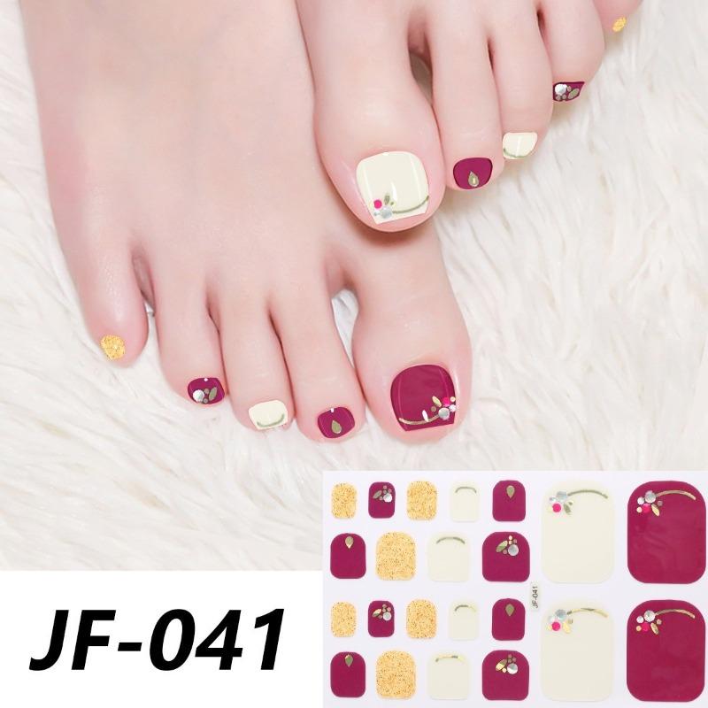 Naklejki na paznokcie u stóp w jednolitym kolorze, z brokatem i efektem kociego oka, wodoodporne, wybielające, pełne naklejki, naklejki na paznokcie u stóp, naklejki na paznokcie z efektem aurora