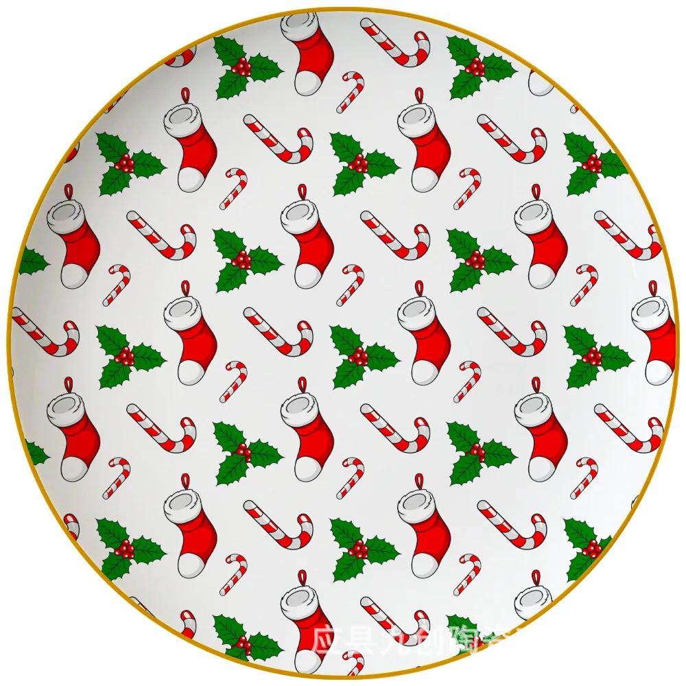 New Santa Claus Dim Sum Plate, Christmas Candy Plate, Western Steak Pasta, Multi-layer Cake Rack Dishes