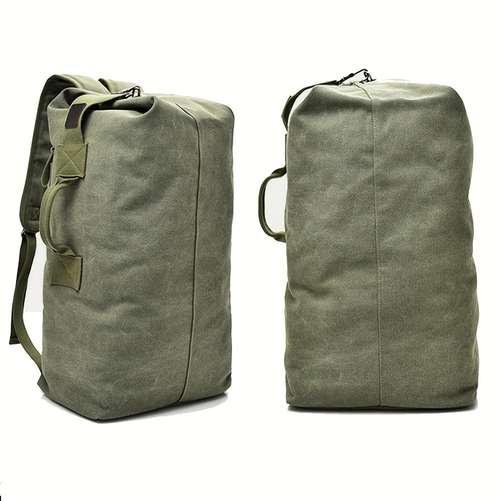 Large Capacity Khaki Canvas Backpack Men's Adjustable Travel Mountaineering Backpack Men's Backpack