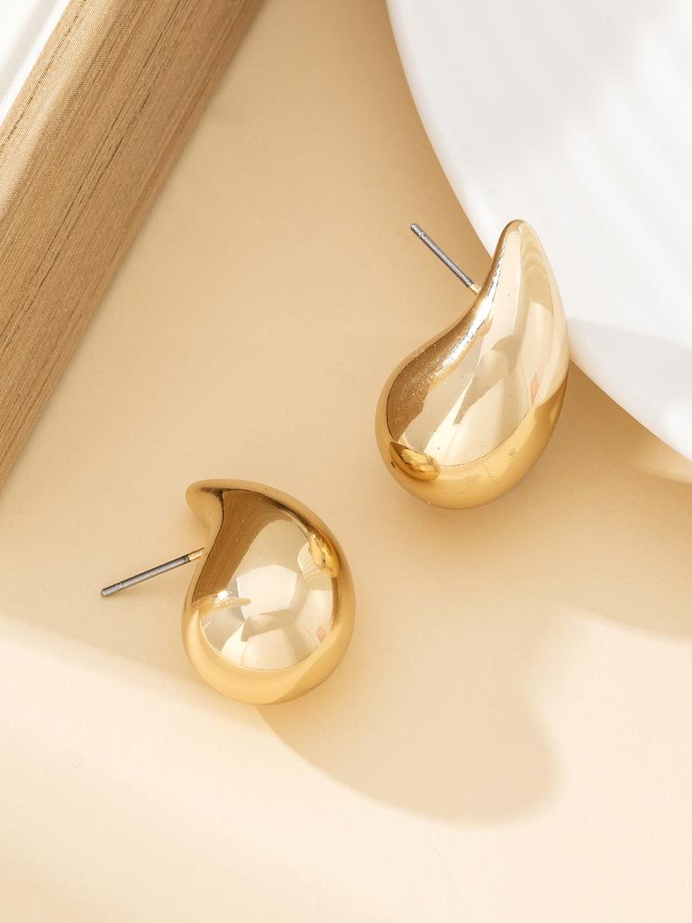 BEPAN Vintage Chunky Dome Drop Earrings For Women Golden Color Stainless Steel Thick Teardrop Earring Statement Wedding Jewelry Gift