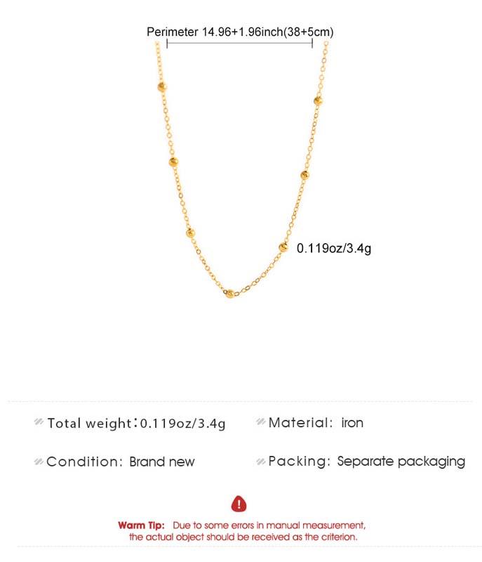Fashion Gold Color Round Bead Choker Necklace for Women Minimalist Metal Beaded Clavicle Chain Necklace Jewelry Gifts