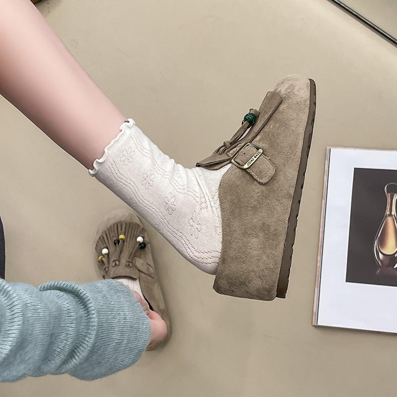 Thick-soled Inner Height Increase, Ugly and Cute, One Pedal Bag Head and Half Slippers, Women Wear New Summer and Autumn Single Shoes