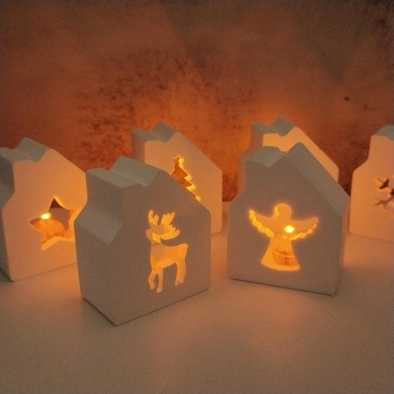 Creative 6 Cavity Silicone Mold for Ambient Light House Designs Perfect for Handmade Craft and Holiday Decorations