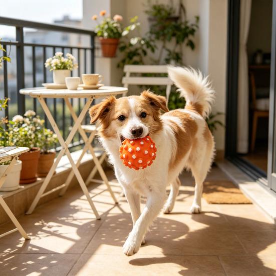 Squeaky Dog Ball Latex Textured Ball Dog Chew Toy Teeth Cleaning Toy for Large Medium Small Dogs Interactive Fetch