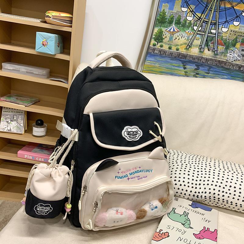 Schoolbag High Value Ins Wind School Bag Junior High School Girls Backpack High School Students Large Capacity Cute Pain Bag Dopamine Backpack
