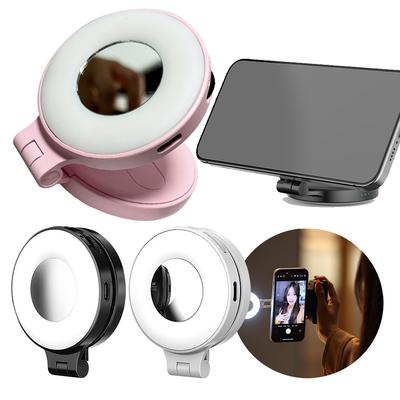 Faltbares LED-Fülllicht mit Magnetring Mini-Make-up-Spiegel-Licht LED-Taschenlampe für Handy-Selfie/Videokonferenz/Make-up