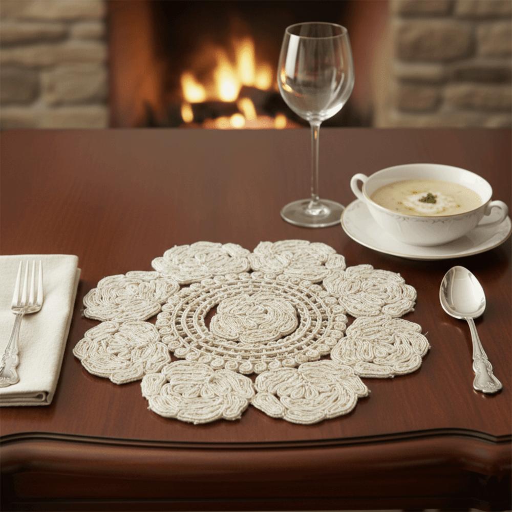 Hollowed-out Lace Placemat Modern Crochet Doilies Decorative Table Place Mats  Wedding Decor