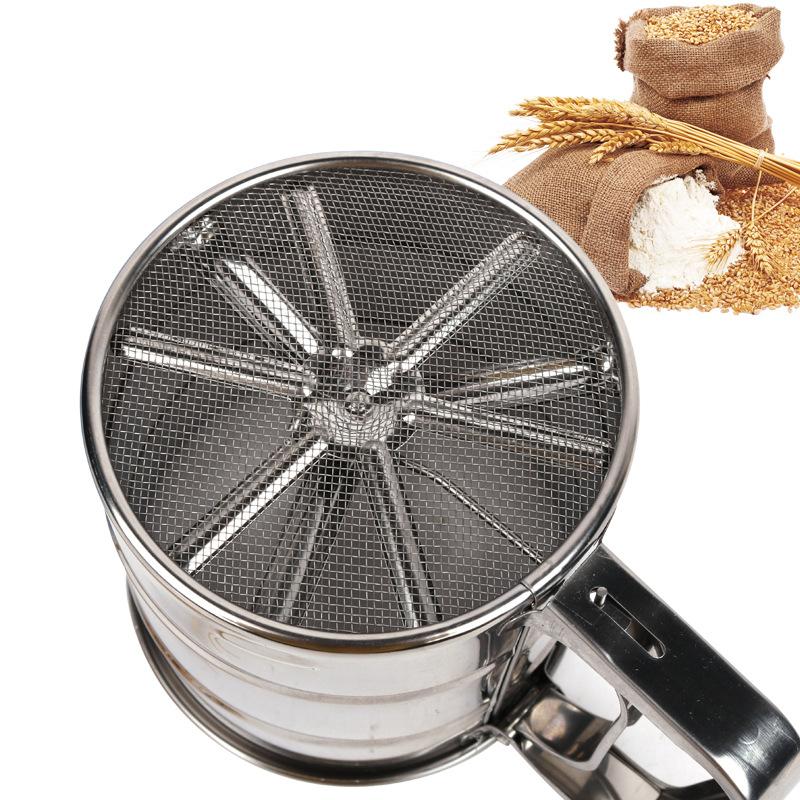 Handheld Stainless Steel Flour Sieve Cup Household Flour Separator SieveHand-pressed Flour Sieve Baking Tools