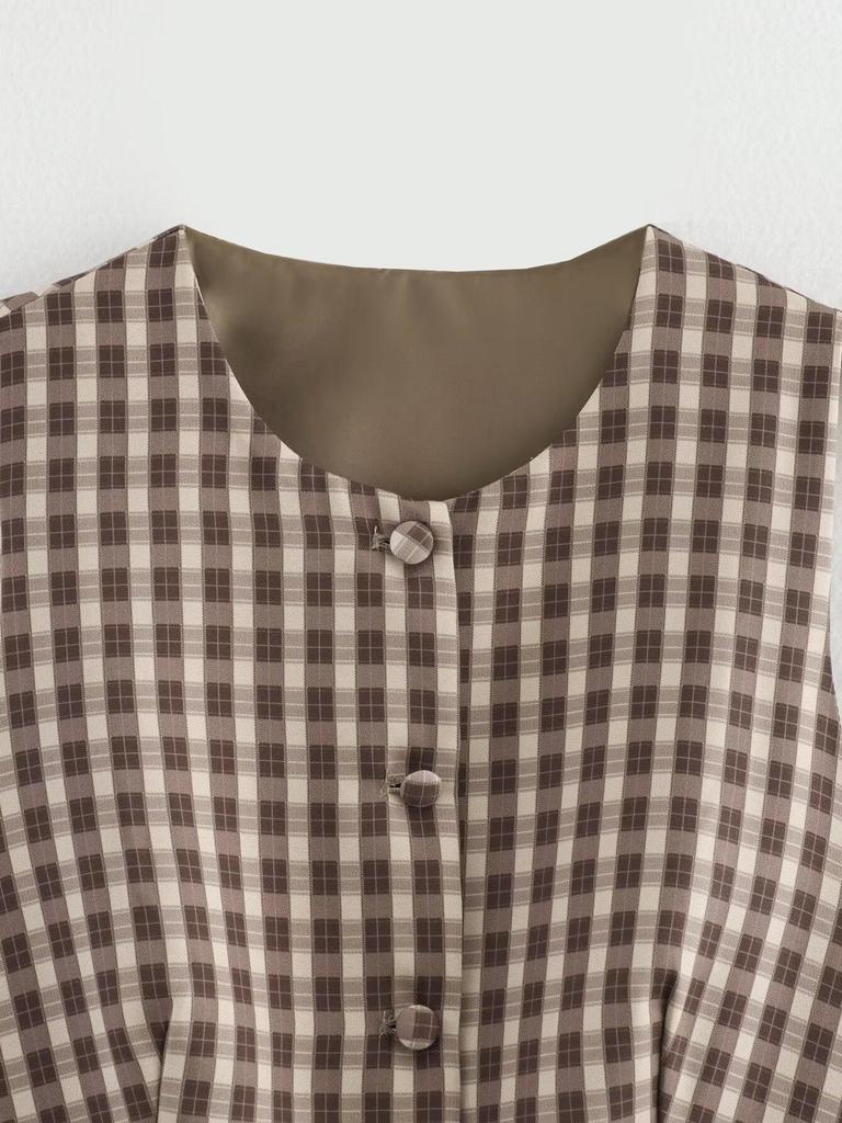 2025 Early Spring Plaid Vest & Pleated Skirt Set for Women
