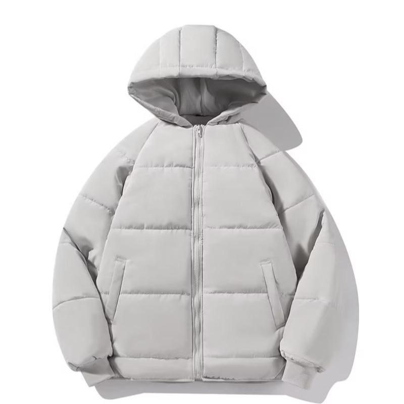 

Мужская хлопковая стеганая куртка с капюшоном - осень/зима в японском стиле, однотонная, унисекс L серый
