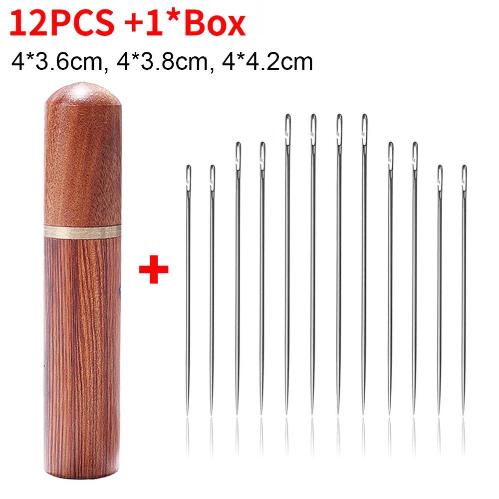 30/12Pcs Blind Sewing Needle Elderly Side Hole Stainless Steel Self Threading Needle for Stitching Pin Household DIY Sewing Tool