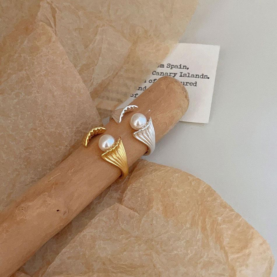 VIANRLA 925 Sterling Silver Pearl Jewelry Shell Shape 18K Gold Ring Support Drop Shipping Daily Jewelry
