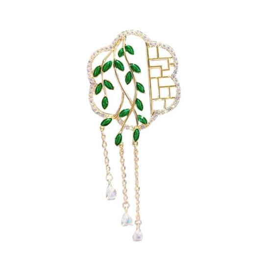 

Brooch Chinese-Style Salix Leaf Round Fan Lapel Pin Sweaters Collars Hats Bags Coats Scarves Badge Outfit Accessory зелёный