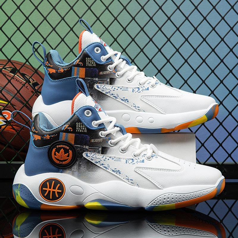 Men's sports shoes spring new high-top blue ball sports shoes men's running sports shoes Guochao shoes