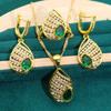 Europe and The United States Set Micro-green Jewelry Anti Allergic Zircon Necklace Earrings Earrings Ring Jewelry Set