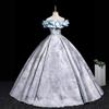 Vestido de Noche Azul Esponjoso de un Solo Hombro para Graduación de Secundaria o Ceremonia de Arte.