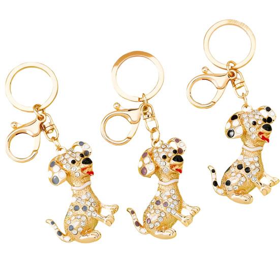 Keychain Pendant Rhinestones-Encrusted Cartoon Puppy Charm Key Chain Strong Lobster Clasp Key Holder Bags Car Decoration