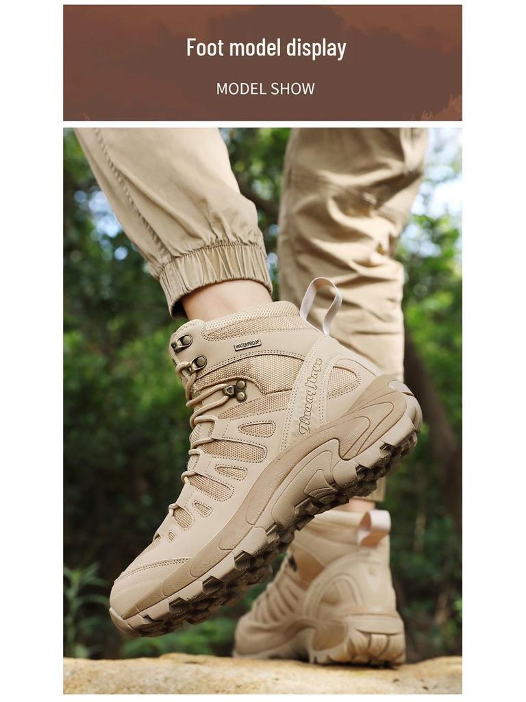 Men's Anti-slip Tactical Hiking Boots - Large Sizes 45-47 for Desert and Winter Mountaineering.