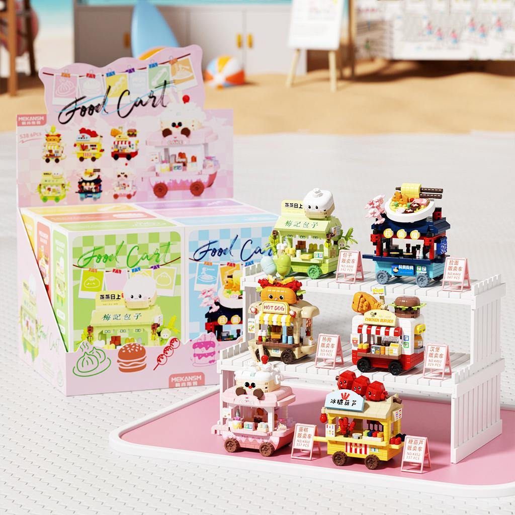 Non-Toxic Mini Food Cart Street View Building Blocks Micro Particle Diy Handmade Toys For Kids Creative Gifts Sets