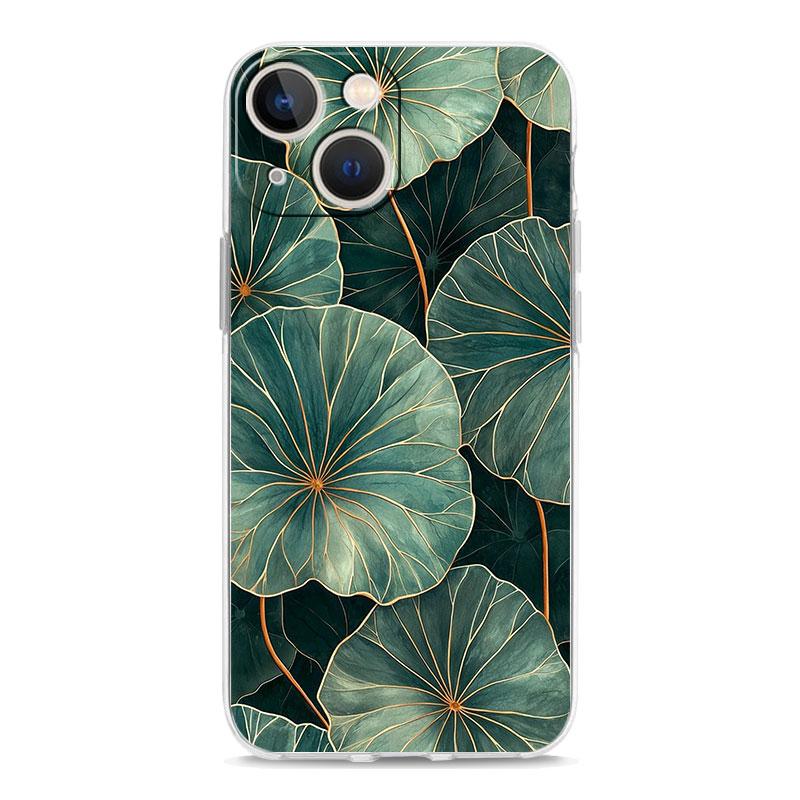 Phone Case For iPhone 17 Air Cases iPhone 16 15 12 13 14 Pro Max SE 7 8 Plus iPhone11 Clear Soft Cover Leaves Monstera Green