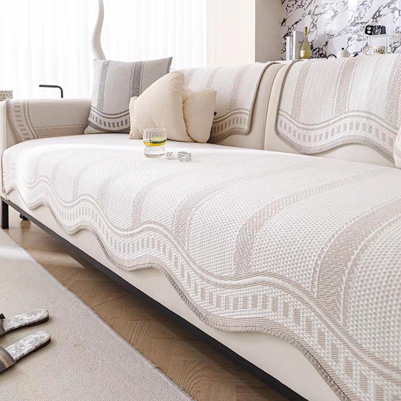 1pc Summer Cool Knitted Sofa Cushion, Plain Color Without Pattern, Non-slip Treatment On Backside, Soft and Machine Washable, Pet Friendly