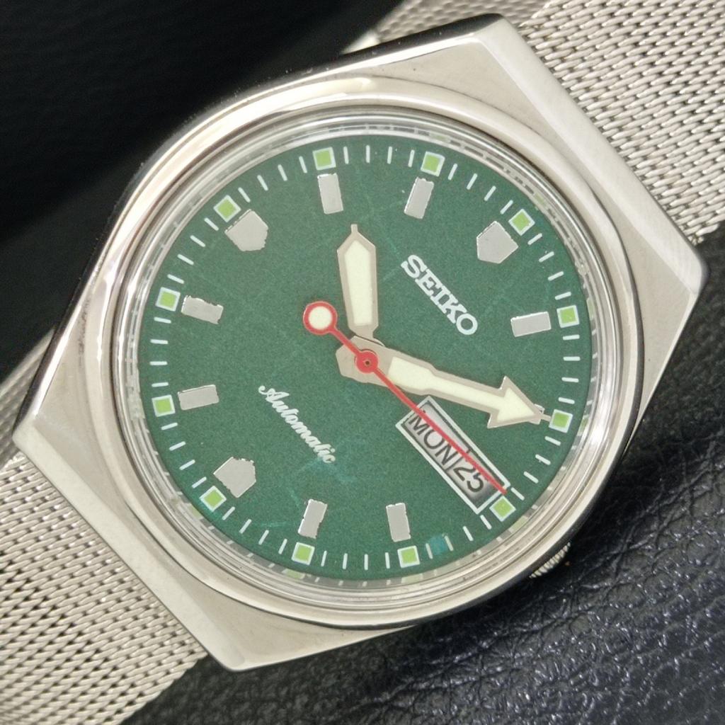 AUTOMATIC VINTAGE SEIKO JAPAN 6349A MENS GREEN COLOR DIAL WATCH A700492-5 R203-a700492