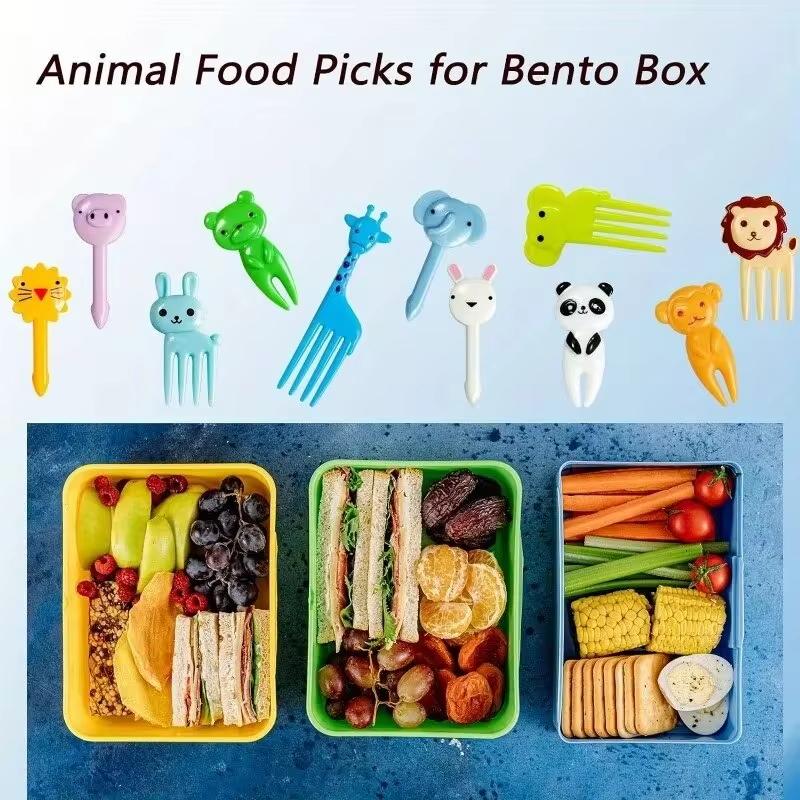 30 Pcs Random Animal Food Forks, Reusable Cute and Funny Cartoon Animal Fruit Food Toothpicks, Fruit Salad Forks, Bento Box Acce
