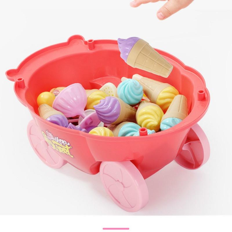 30pcs/set Mini Rotatable Candy Cart Small Ice Cream Shop Supermarket Children 's Toys