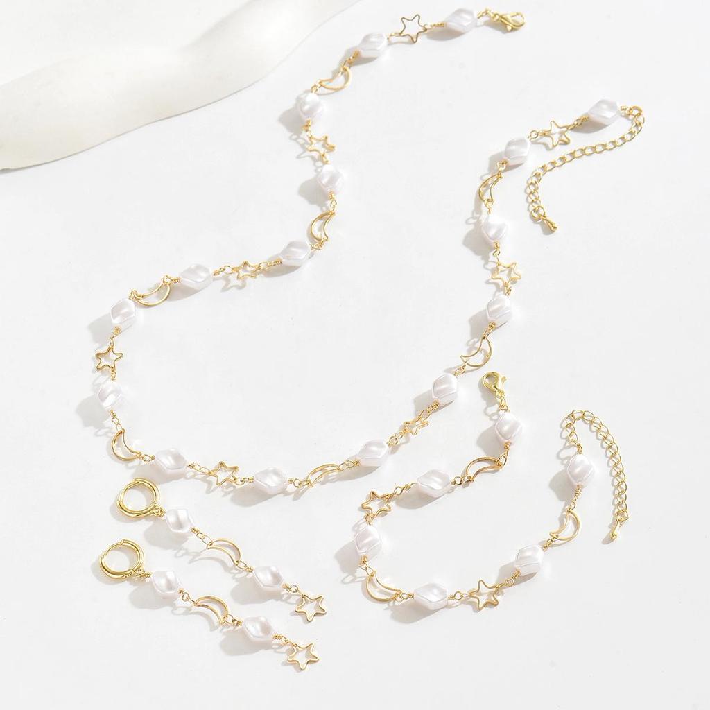 Hochwertiges Perlenhalsketten- & Armband-Set: Leichter Luxus Schmuck für Damen für Herbst/Winter