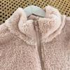 Cardigan gros de fleece coral cu fermoar pentru femei: Mânecă lungă, guler înalt, jachetă de vânt pentru toamnă/iarnă.