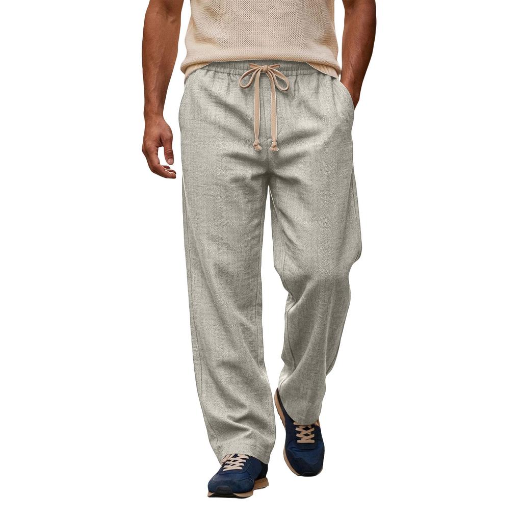 Herren Baumwolle Leinen Hose Herren Freizeit Modische Baumwolle Leinen Hose