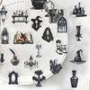 50PCS Vintage Darkness PET Sticker Aesthetic Tear Open Decoration Scrapbooking DIY Hand Accounting Stationery Supplies