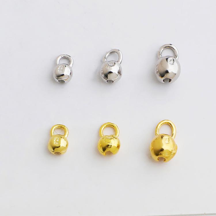 Gold-Plated S925 Sterling Silver Crescent Bead Bracelet with Open Buckle