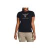 Under Armour Project Rock Johnson Letter Design Training Casual Printed Crew Neck T-Shirt Women T-Shirts Black 1382701-001