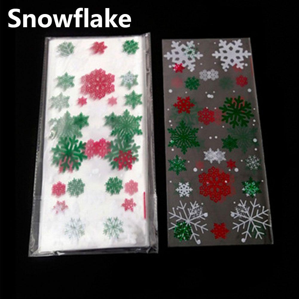Merry Christmas Santa Claus Snowman Plastic Baking Packaging Xmas Candy Bags Snack Cookies Storage
