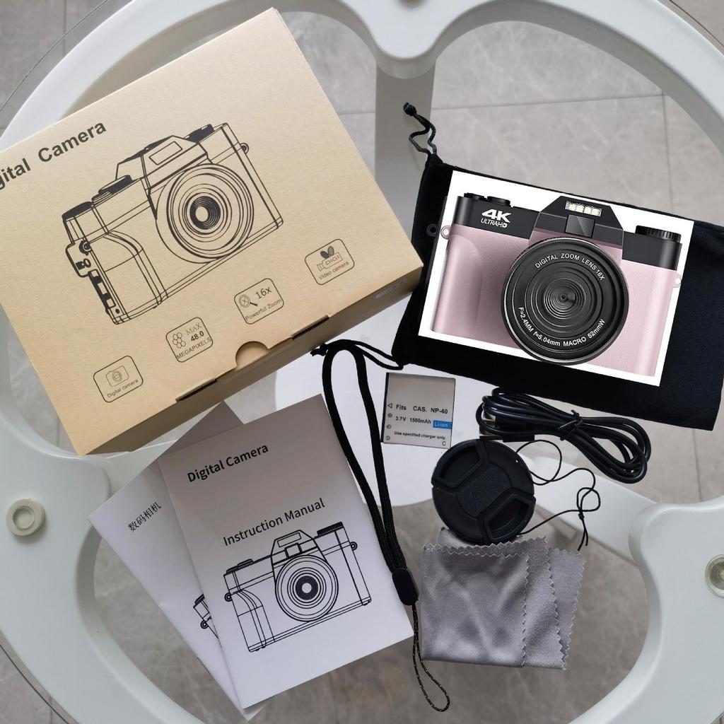 48MP 4K HD Retro Mirrorless SLR Camera with Wide Angle Lens - Perfect for Entry-Level Students and Videography