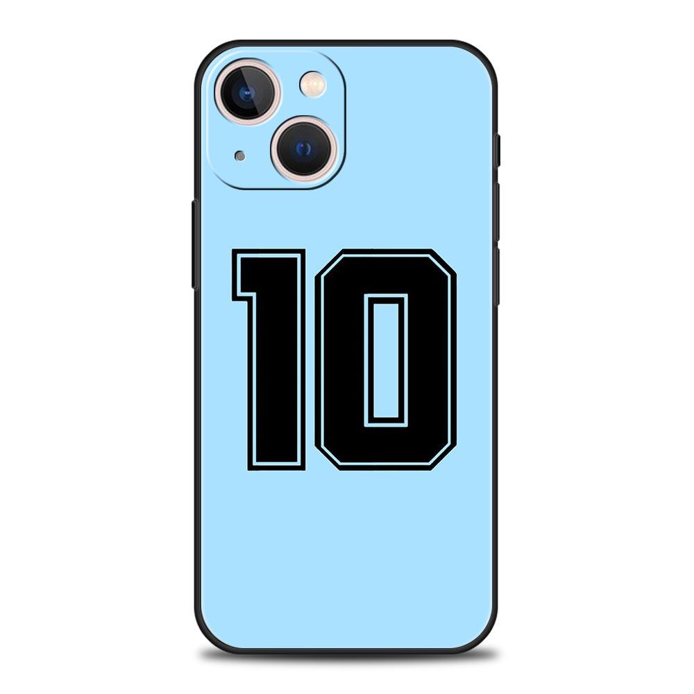Coque de téléphone de luxe pour iPhone 11 12 13 15 16 14 Pro Max X XR XS 7 8 Plus 2020 Noir Housse souple Funda Drapeau Argentine Football 10
