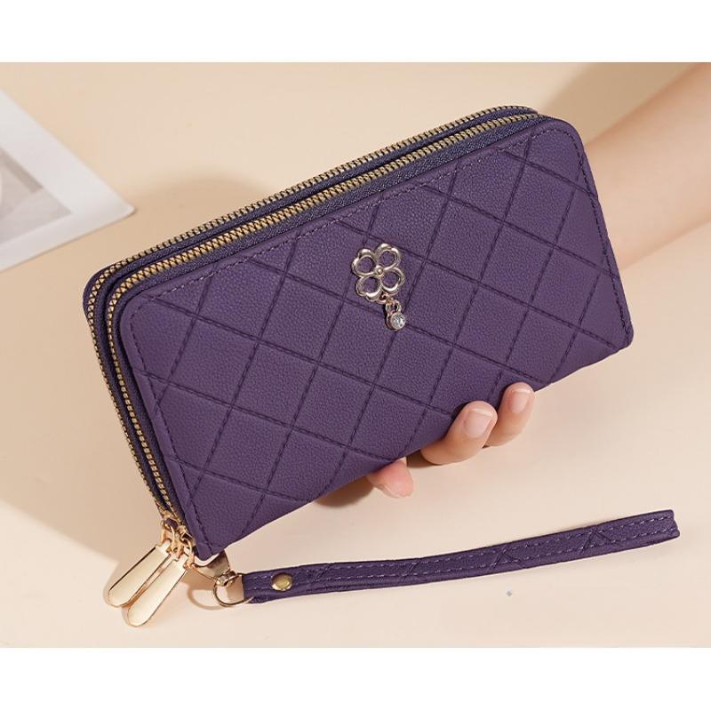 

Кошелек женский длинный и большой емкости кошелек женский на молнии многофункциональный зажим для сумки фиолетовый