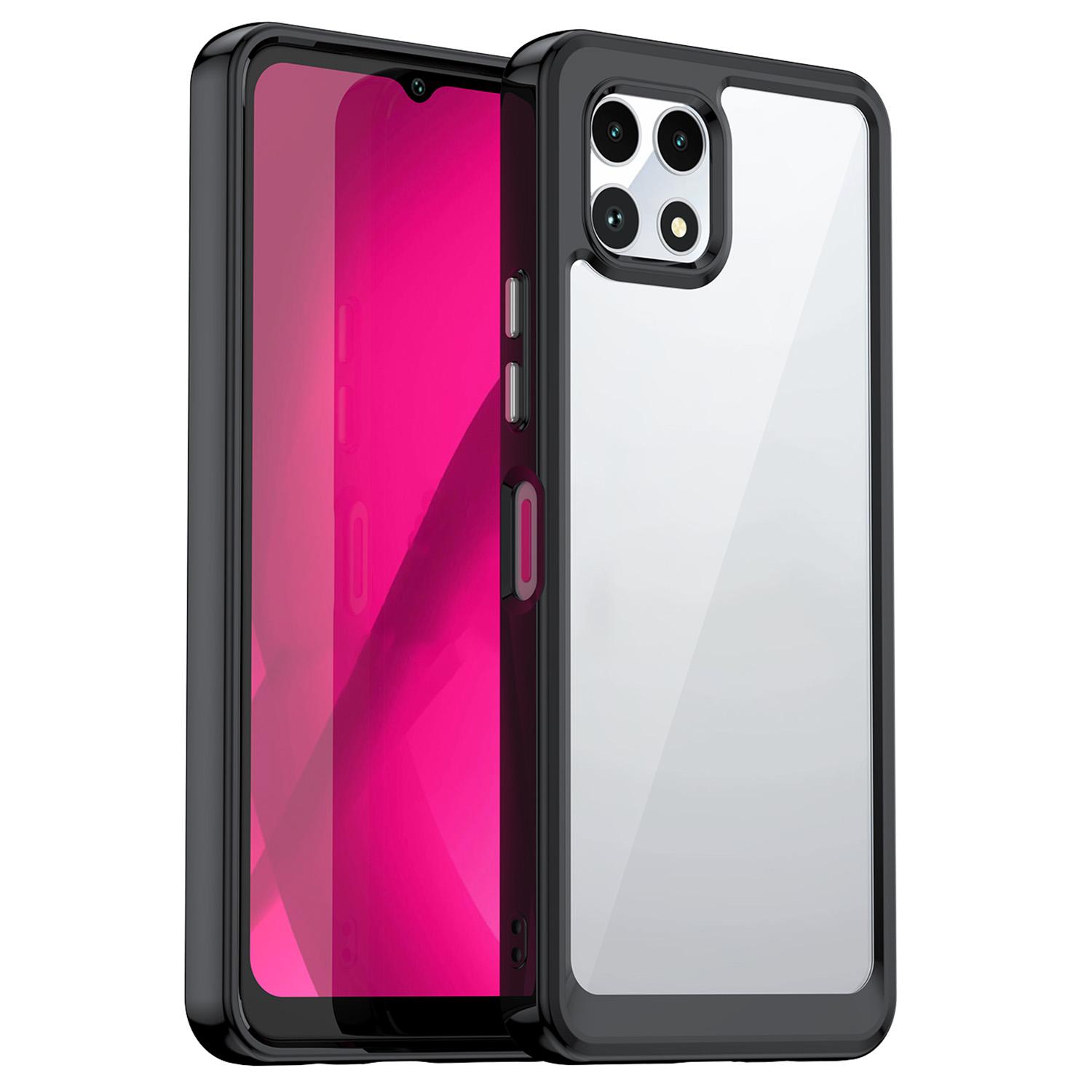 

For T-Mobile REVVL 7 Case Shockproof TPU+Acrylic Phone Cover Clear Back Black